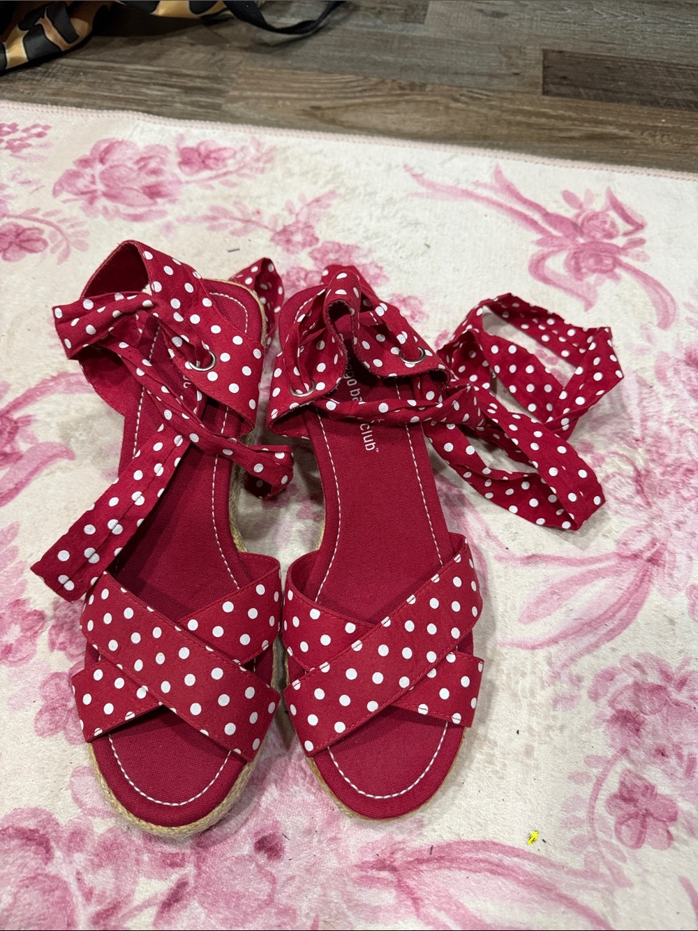 Montego Bay Club Red Polka Dot Wrap Sandals